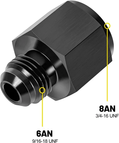 Miniatura 2 de 8 AN hembra -6 AN macho Adaptador reductor de montaje de tabique hermético de llamarada 8AN a 6AN