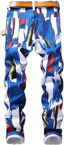 Miniatura 221 de Baylvn - Pantalones de mezclilla entallados y estampados para hombre con corte recto