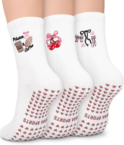 Calcetines para Pilates para Mujeres, Lindas Calcetines de Agarre Antideslizantes de Manga Corta para Yoga, Barre, Hospital, Entrenamiento Descalzo