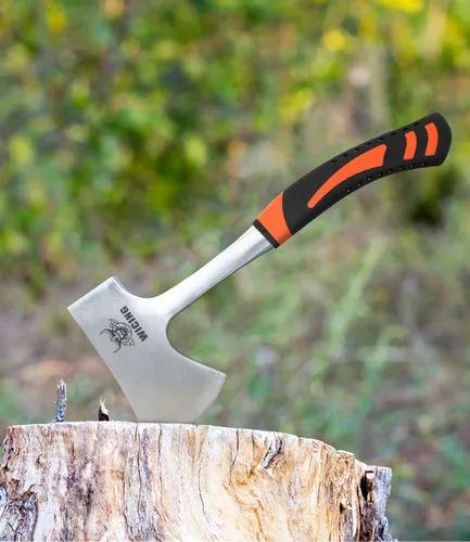 Miniatura 5 de Hacha de 13.8 pulgadas, hacha de campamento de acero de alto carbono y agarre de reducción de golpes con funda de nailon 47 EU
