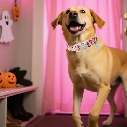Miniatura 5 de DOGWONG Collar de Perro de Halloween, Collar de Perro de Halloween Rosa Ajustable Suave Lindo Collar de Fantasma Niña para Mascotas Perros Lindos