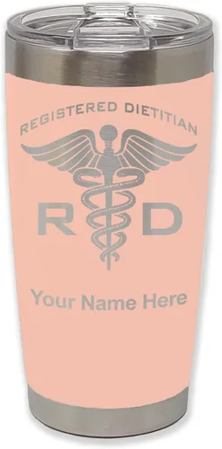Miniatura 24 de LaserGram Vaso aislado al vacío de 20 onzas, dietista registrado RD, grabado personalizado incluido (negro)