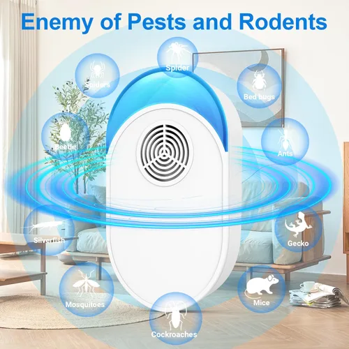 Miniatura 2 de 2025 Repelente ultrasónico mejorado 8 paquetes, repelente ultrasónico de interior y repelente para cucarachas, roedores, ratones, insectos