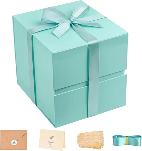 Miniatura 21 de LIFELUM Square Gift Box with Magnetic Lid, Card, Sticker, Ribbon, Shredded Paper Filler for Business, Wedding, Birthdays