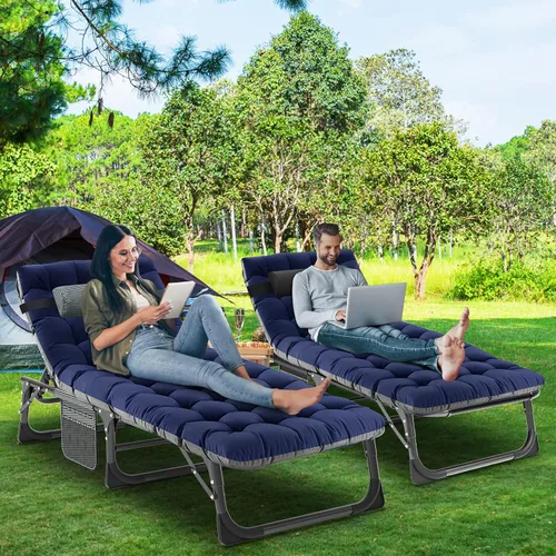 Miniatura 4 de LILYPELLE Tumbona plegable para exteriores con colchón, sillas reclinables ajustables de 5 posiciones para patio, perfectas para exteriores, tomar