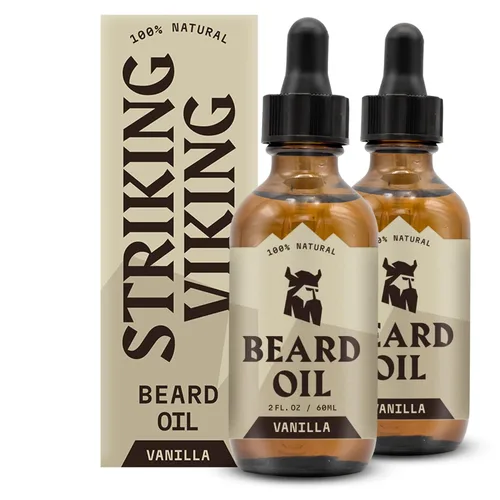 Miniatura 12 de Striking Viking Aceite de vainilla para barba para hombres, acondicionador derivado naturalmente con aceites de argán y jojoba para suavizar