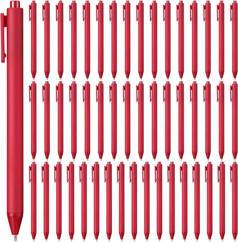 Miniatura 10 de 50 bolígrafos retráctiles a granel de 0.039 in, punta media, tinta negra, lindos bolígrafos de escritura suave, suministros escolares
