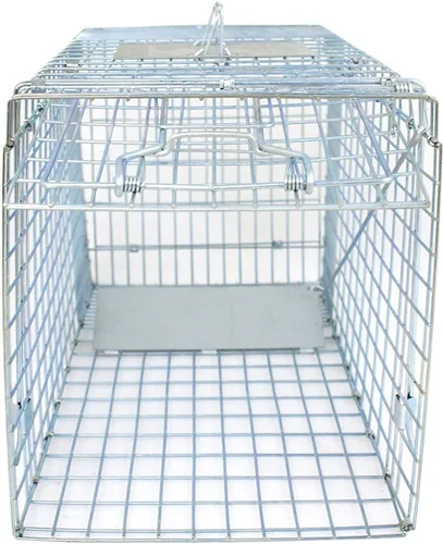 Miniatura 9 de JungleA Jaula de trampa para animales, jaula plegable de 24 pulgadas con 1 puerta de hierro, trampa humana para atrapar y liberar roedores