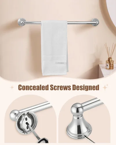 Miniatura 5 de Sagetta Juego de accesorios de baño, 5 piezas de accesorios de baño, soporte de pared, incluye barra de toalla de 20 pulgadas, barra de toalla de 16