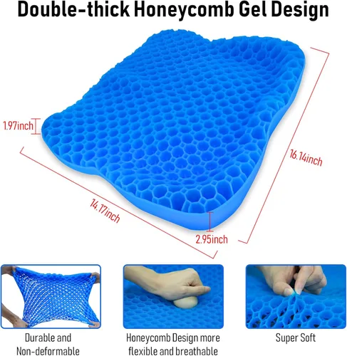 Miniatura 7 de NEW-Vi Cojín antideslizante para asiento de kayak, cojín de gel doble grueso, cojín de asiento de gel impermeable para kayak, alivio del dolor