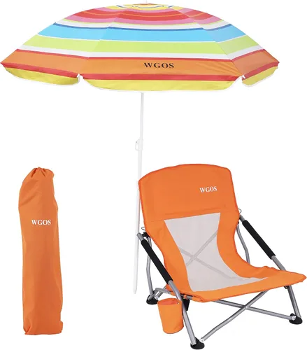 Miniatura 8 de Silla de playa, sillas plegables, portátiles, sillas de playa con paraguas, sillas con sombra para adultos (paquete de 2 unidades), color azul