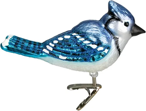 Miniatura 5 de Old World Christmas Adornos: Colección de observador de aves adornos soplados de vidrio para árbol de Navidad, pájaro carpintero