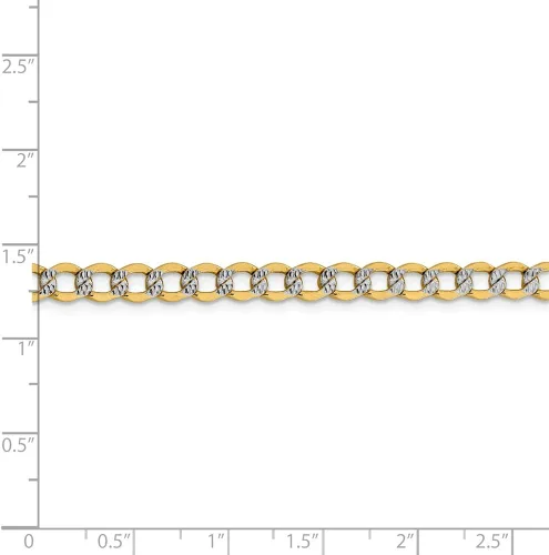Miniatura 4 de Collar de cadena cubana de oro blanco y amarillo de 14 quilates dos tonos de 0205in con cierre de mosquetón seguro