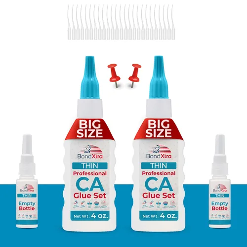 Miniatura 17 de Pegamento CA mediano de 2 onzas para carpintería, kit de superpegamento premium para torneado de madera con botellas adicionales, tapas
