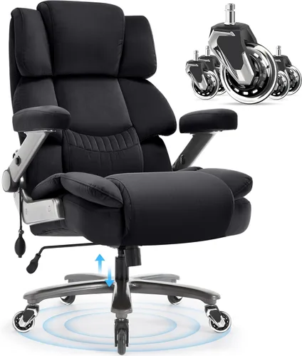 Miniatura 13 de Silla de oficina grande y alta 700lbs - Silla ejecutiva de escritorio de computadora grande con respaldo alto y brazos abatibles 3D, soporte lumbar