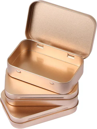 MIDELONG Paquete de 3 cajas rectangulares de metal con bisagras con tapa, mini caja portátil vacía, contenedores para manualidades, kit de