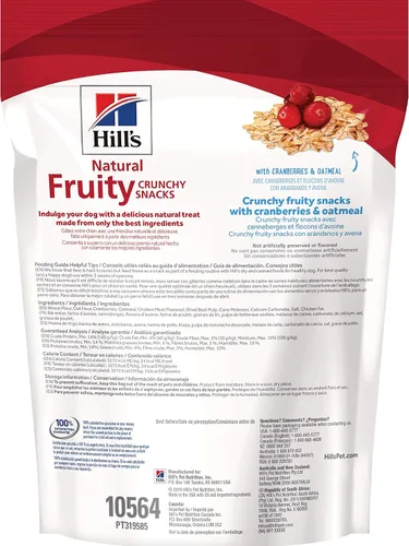 Miniatura 2 de Hill's Aperitivos crujientes naturales y frutales, para todas las etapas de la vida, gran sabor, golosinas para perros, arándanos y avena, bolsa