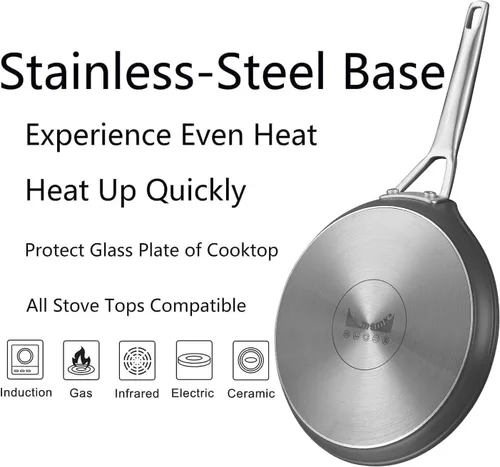 Miniatura 3 de MsMk - Sartén para crepas con esparcidor, sartén plana antiadherente de 8 pulgadas de titanio y cerámica para tortillas y huevos, compatible
