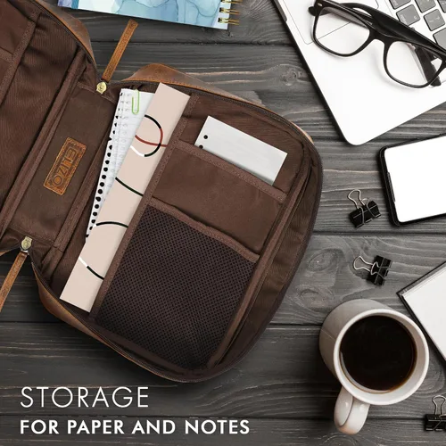 Miniatura 5 de ELIZO Funda de cuero para la Biblia para hombres, funda para la Biblia para mujeres, organizador de transporte, protector de manga envolvente