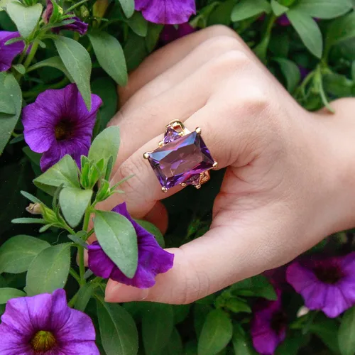 Miniatura 3 de Lavencious Anillos elásticos grandes y brillantes con circonitas cúbicas para mujer, talla 7-9