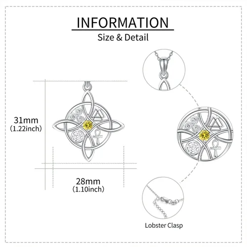 Miniatura 66 de YAFEINI Collar con dije de nudo de bruja de plata de ley, amuleto de bruja de cruz celta, regalo para mujer