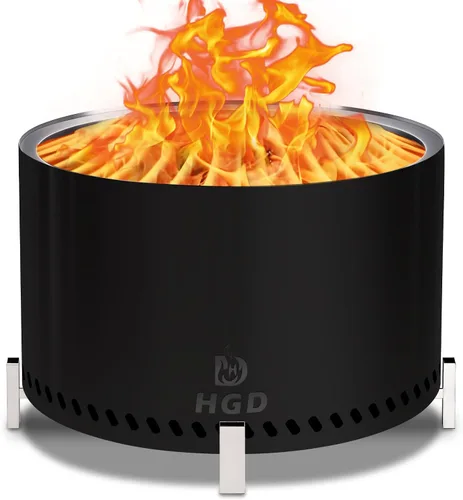 Miniatura 11 de HGD - Hoguera sin humo de 19.5 pulgadas con deflector de calor, fogata de leña de acero inoxidable para reuniones de amigos y familiares, estufa