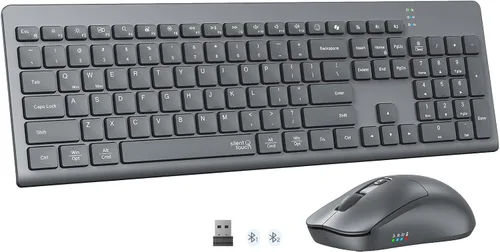 Miniatura 8 de MEETION Teclado y ratón inalámbricos, teclado inalámbrico de tamaño completo con reposa muñecas, ratón ajustable de 3 DPI, juego de teclado y ratón