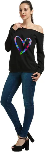 Miniatura 5 de Magicmk - Sudadera de hombro descubierto y mangas largas, con estampado de labios de mujer, en talla extragrande, para mujer