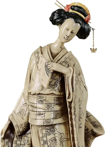 Miniatura 4 de Touch of Class Miyoko Beauty Geisha - Escultura de mesa – Resina – Beige, negro y rojo – Dama japonesa para dormitorio, sala de estar, comedor