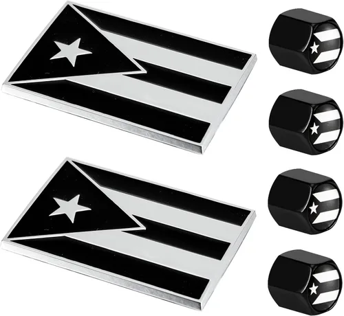 Miniatura 10 de Dsycar Paquete de 2 emblemas de Puerto Rico en relieve, bandera de metal cromado para accesorios de decoración de automóvil, regalos 4 tapas