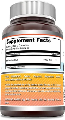 Miniatura 2 de Amazing Formulas Berberina 1000mg por porción 120 Cápsulas Suplemento Sin OMG Sin gluten Fabricado en EE. UU