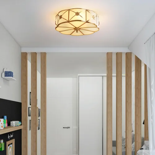 Miniatura 3 de Lámpara de techo empotrada de latón, lámpara de techo LED con 3 luces en forma de flor, pantalla de vidrio esmerilado, luz moderna cerca de techo