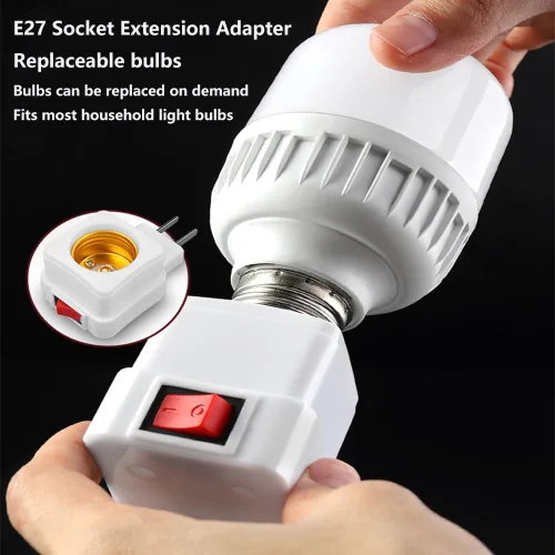 Miniatura 3 de Adaptador de extensión de enchufe E26/E27 con interruptor, enchufe de luz enchufable, convierte la toma de corriente a enchufe de bombilla