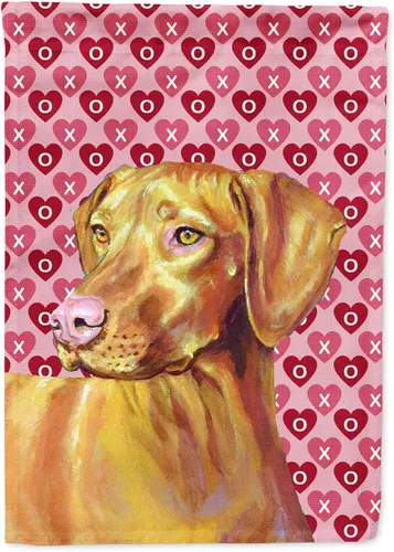Miniatura 219 de Caroline's Treasures SS4484GF Bandera de jardín con diseño de bulldog inglés y corazones para el Día de San Valentín, bandera decorativa para patio