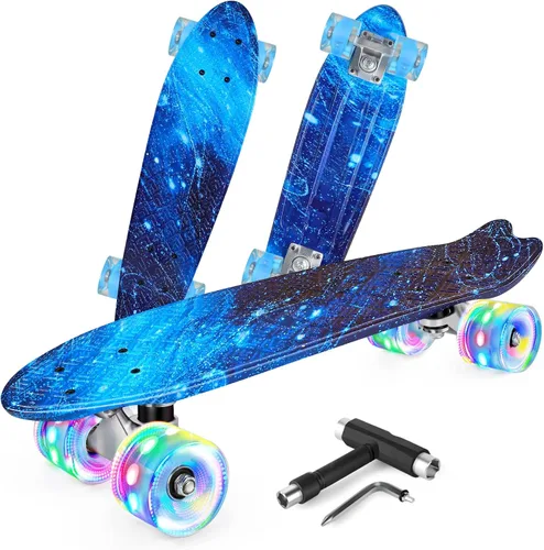 BELEEV Patinetas de 22 pulgadas para niños, patineta cruiser para principiantes, niños, niñas, adolescentes y adultos, patinetas mini clásicas