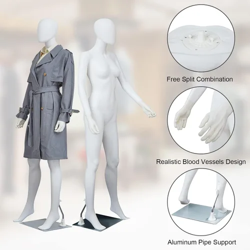Miniatura 5 de Maniquí femenino con forma de vestido en exhibición - Maniquí completo ajustable y desmontable de 69 pulgadas, torso de maniquí para costura