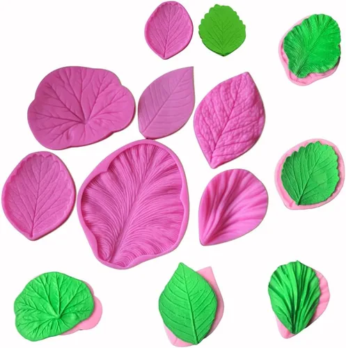 Molde de silicona para hojas, moldes de fondant de flores de rosa, herramientas de decoración de pasteles, Sugarcraft, resina, caramelo, arcilla,