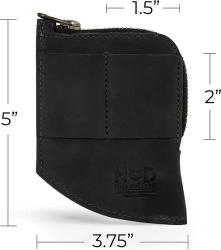 Miniatura 10 de Hide & Drink, Billetera de bolsillo EDC, organizador de efectivo curvado, soporte para tarjetas frontal delgado, clip para dinero, cuero de grano