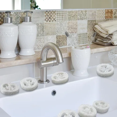 Miniatura 4 de Bokon 60 piezas de lufa natural para hacer jabón a granel reutilizable natural esponja orgánica exfoliante baño ducha luffa pequeño fregador, blanco