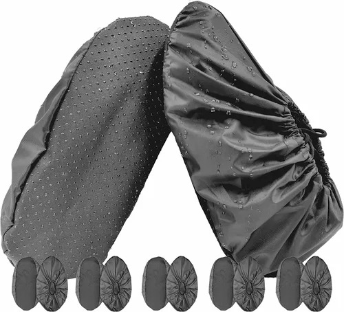 5 pares de fundas impermeables antideslizantes lavables y reutilizables para botas, cubrezapatos para interiores (XL, gris)