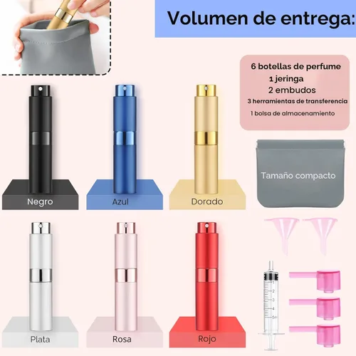 Miniatura 7 de Atomizador de Perfume Vacío de 8ML Botella de Spray de Viaje de Colonia para Recarga Dispensador Portátil de Colonia Mini Rociador para Hombres 6