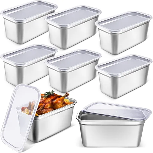 Miniatura 9 de 8 piezas recipientes de almacenamiento de alimentos de acero inoxidable 304 con tapas tamaño 1/3 bandeja de hotel pollo sartenes de grado
