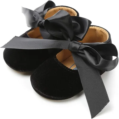 Miniatura 5 de Zapatos planos Mary Jane para bebés niñas, suela de goma antideslizante, con lazo, zapatos de vestir de princesa para niñas pequeñas
