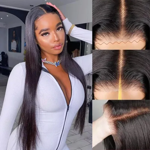 Miniatura 10 de Pelucas de cabello humano lacio de 20 pulgadas con encaje frontal de 13 x 6 pulgadas para mujeres negras, predepiladas con línea capilar natural
