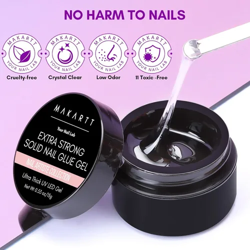 Miniatura 9 de Makartt Gel de pegamento sólido para uñas: pegamento de uñas de gel extra fuerte para uñas a presión y puntas falsas, pegamento de uñas fuerte
