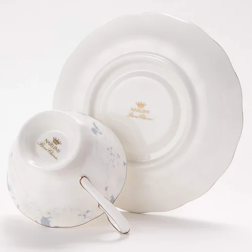 Miniatura 4 de Narumi 52187-6792 - Plato de taza, color rosa blanco, 7.3 onzas líquidas (210 cc), azul, patrón floral, elegante, elegante, regalo, té, café, caja