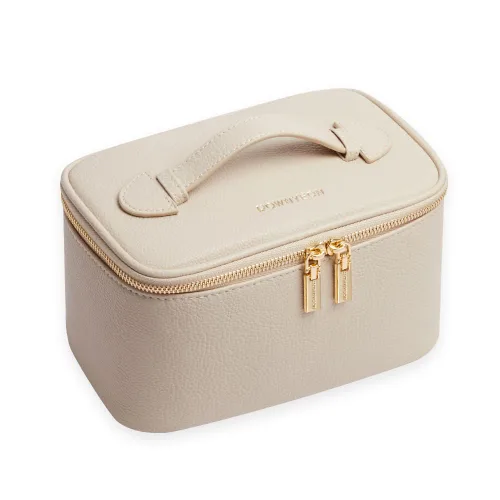 ROWNYEON - Bolsa de cosméticos, bolsa de maquillaje, estuche portátil para maquillaje, neceser de viaje, organizador para mujeres, color beige
