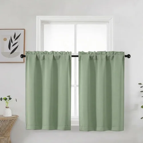Miniatura 41 de Aqua Cafe - Juego de 2 paneles de cortinas opacas de 24 pulgadas de largo, con aislamiento térmico suave y sólido, para ventanas de baño, sótano