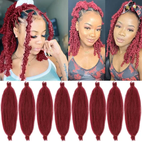 Miniatura 28 de ZRQ Cabello afro trenzado negro elástico para Butterfly Locs de 12 pulgadas, cabello trenzado de ganchillo Marley Twist preseparado, 3 paquetes