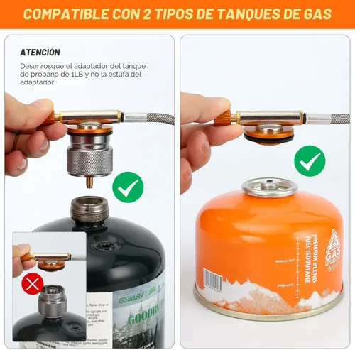 Miniatura 2 de Odoland Estufa de campamento a prueba de viento de 3500 W/6800 W, estufa de gas con adaptador de recipiente de combustible, encendido